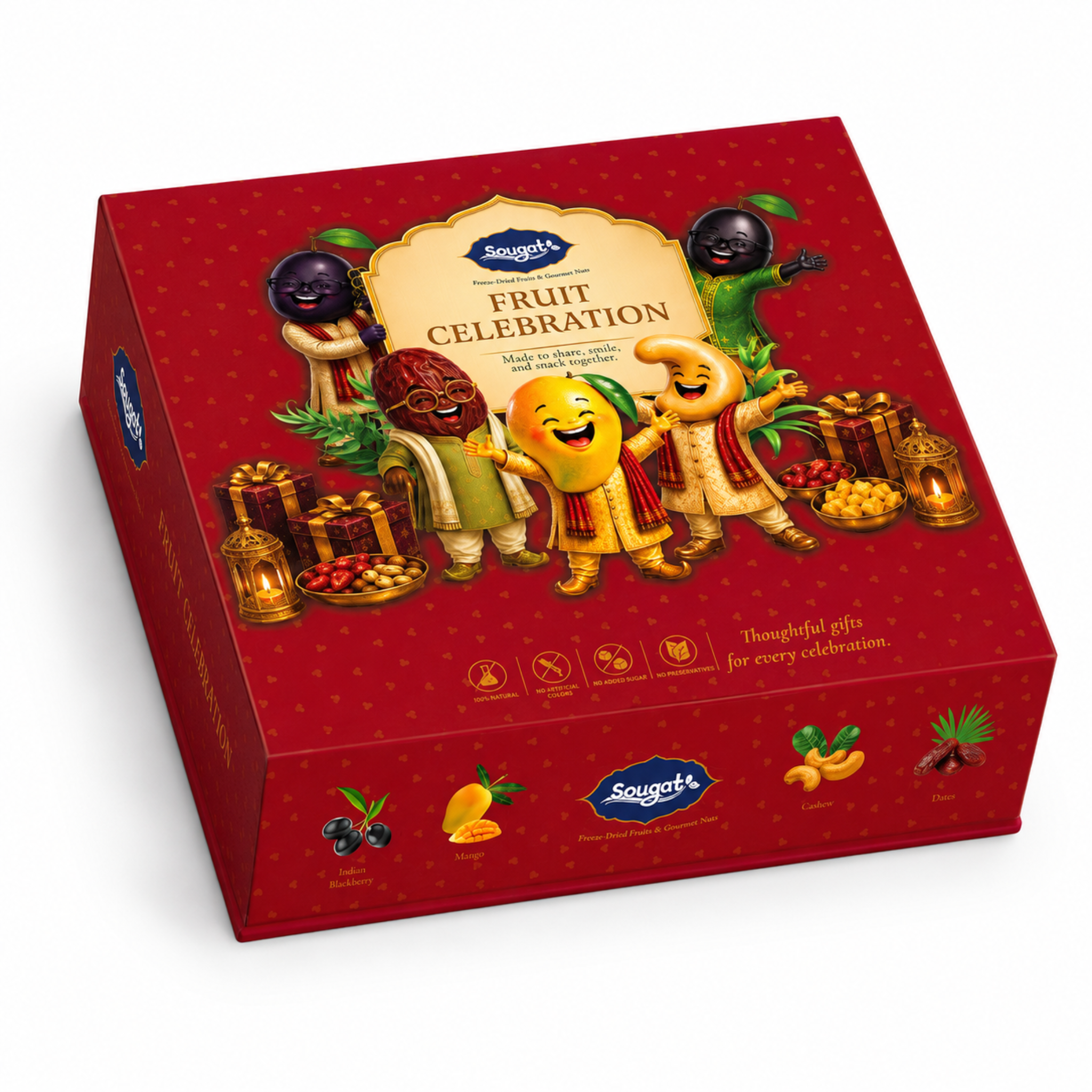 Sougat Fruit Celebration Gift Box | Freeze-Dried Fruits, Raisins & Premium Dates | 490 g