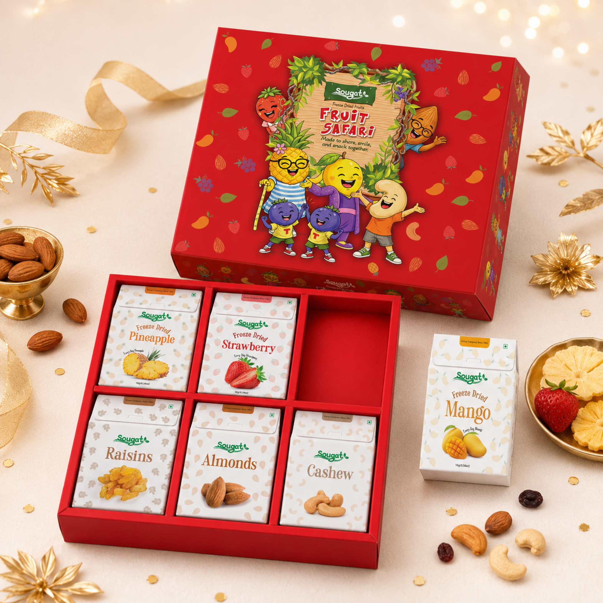 Sougat Fruit Safari Premium Freeze-Dried Fruits & Nuts Gift Box – 650 g
