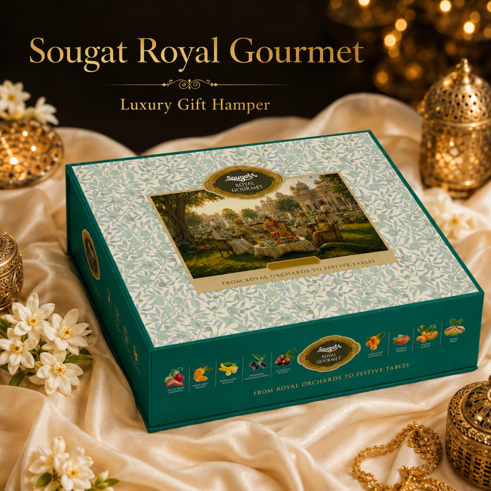 Sougat Royal Gourmet Luxury Dry Fruits, Nuts & Freeze-Dried Fruit Gift Box – 1,050 g