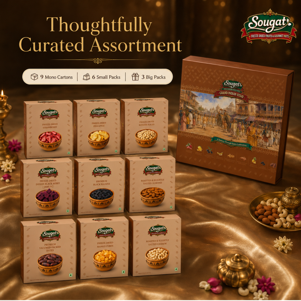 Sougat Grand Indian Utsav Premium Dry Fruit & Freeze-Dried Fruit Gift Box – 770 g