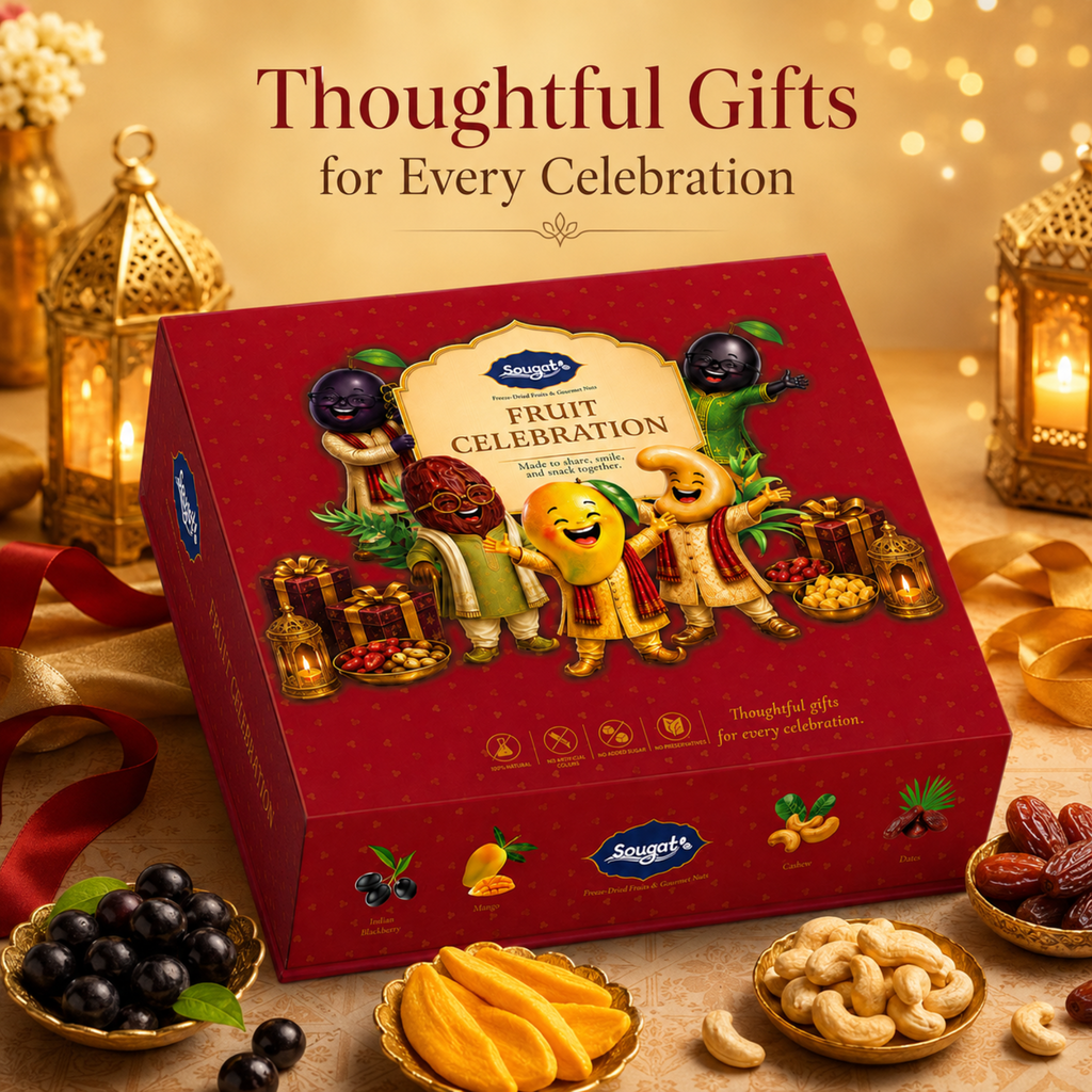 Sougat Fruit Celebration Gift Box | Freeze-Dried Fruits, Raisins & Premium Dates | 490 g
