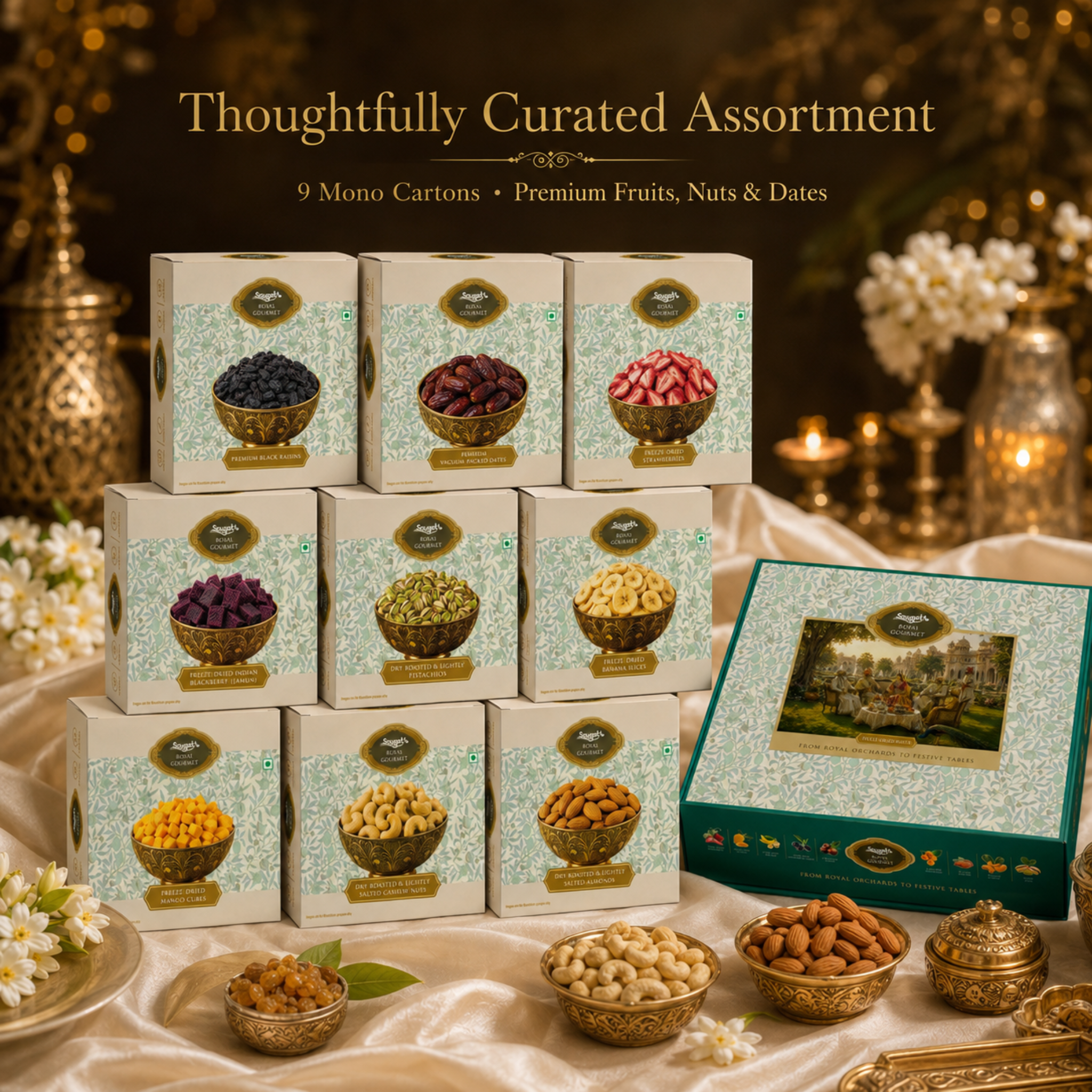 Sougat Royal Gourmet Luxury Dry Fruits, Nuts & Freeze-Dried Fruit Gift Box – 1,050 g