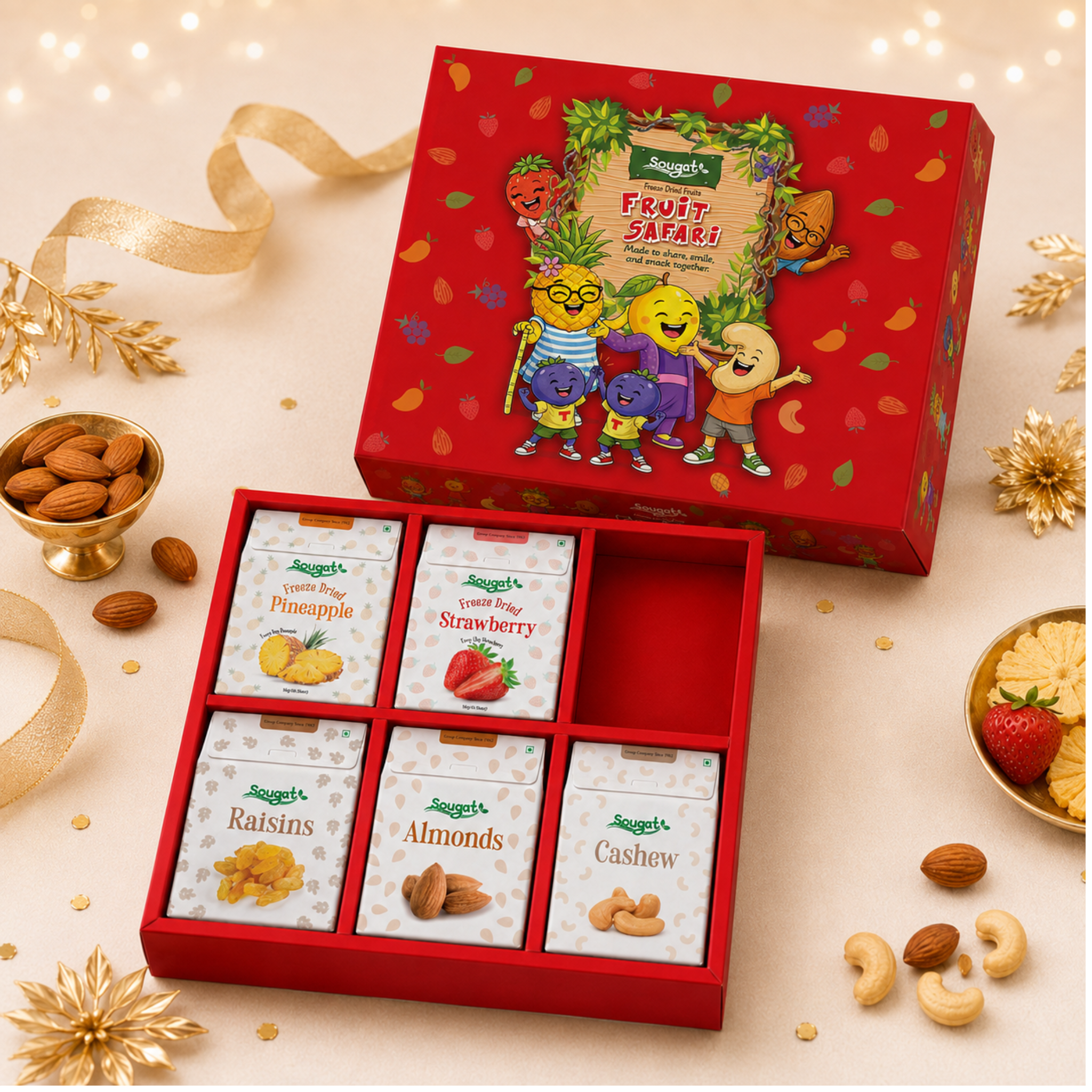 Sougat Fruit Safari Premium Freeze-Dried Fruits & Nuts Gift Box – 650 g