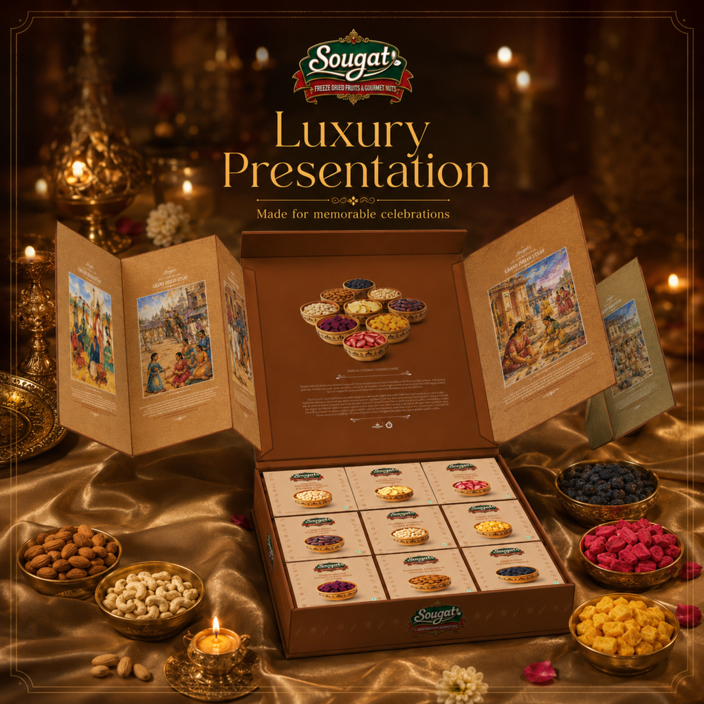 Sougat Grand Indian Utsav Premium Dry Fruit & Freeze-Dried Fruit Gift Box – 770 g