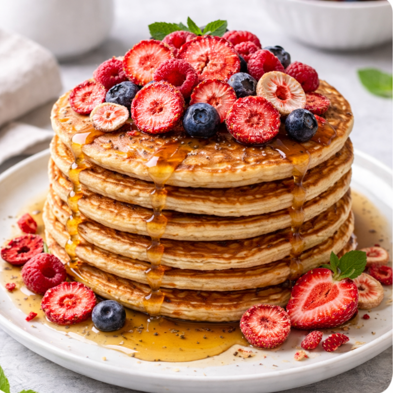 Pancakes with Freeze-Dried Berries